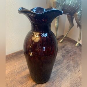 Vintage Empoli Italian Blown Glass Vase Amethyst Diamond Optic Mid-Century Mod